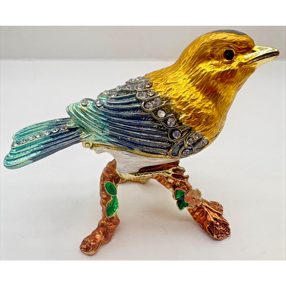 Other - QIFU Decorative Hand Painted Lovely Bird Hinged Jewelry Trinket Box